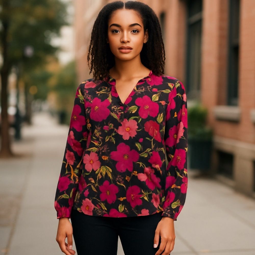 Laundry by Shelli seigel  Woman’s floral light weight blouse sz12